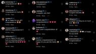 Present and Ex-WWE stars send congratulatory messages in the comments section.